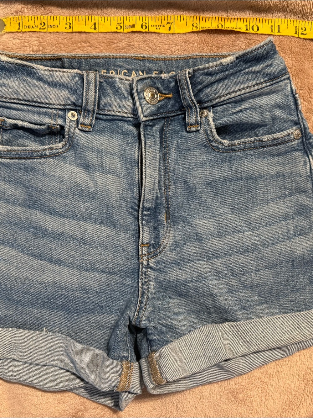 American Eagle Outfitters Light Blue Rolled Hem Denim Shorts